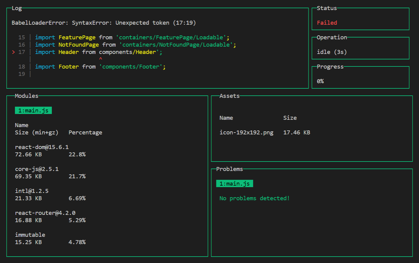 webapck dashboard